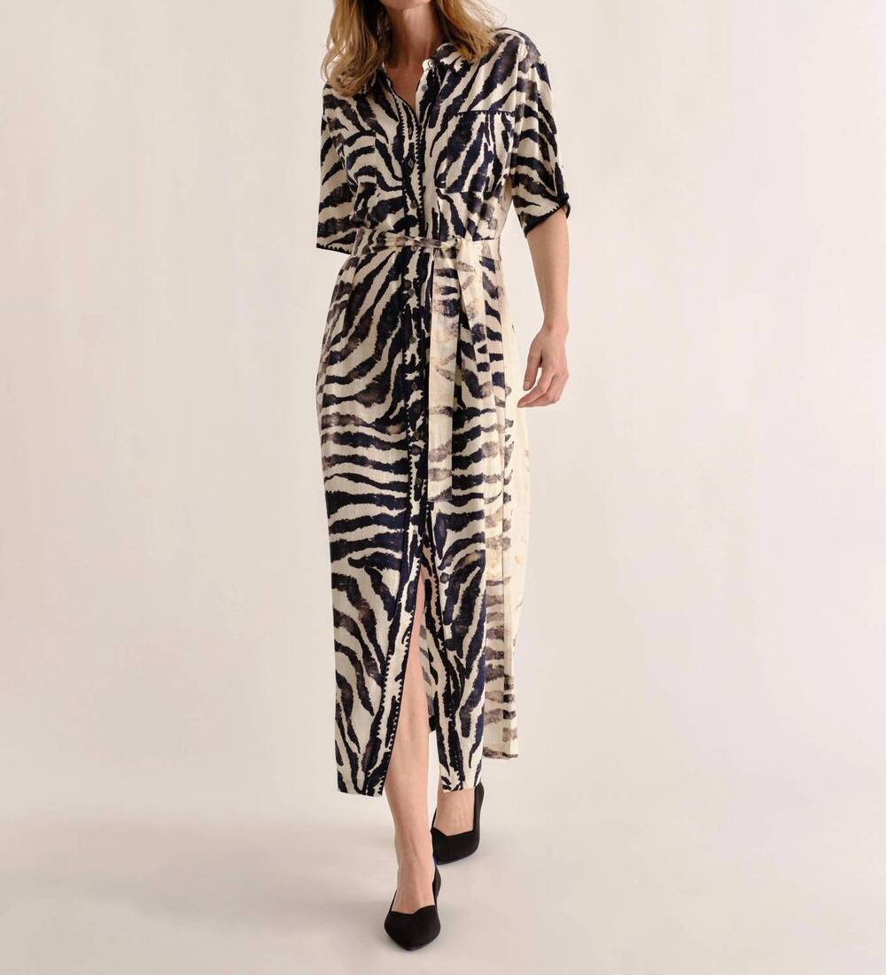NEW CARTOLINA NANTUCKET lucia midi dress in painted zebra